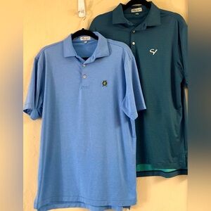 Bundle Peter Millar Polo Golf Shirts Medium Blue Stretch Athletic Preppy Tennis